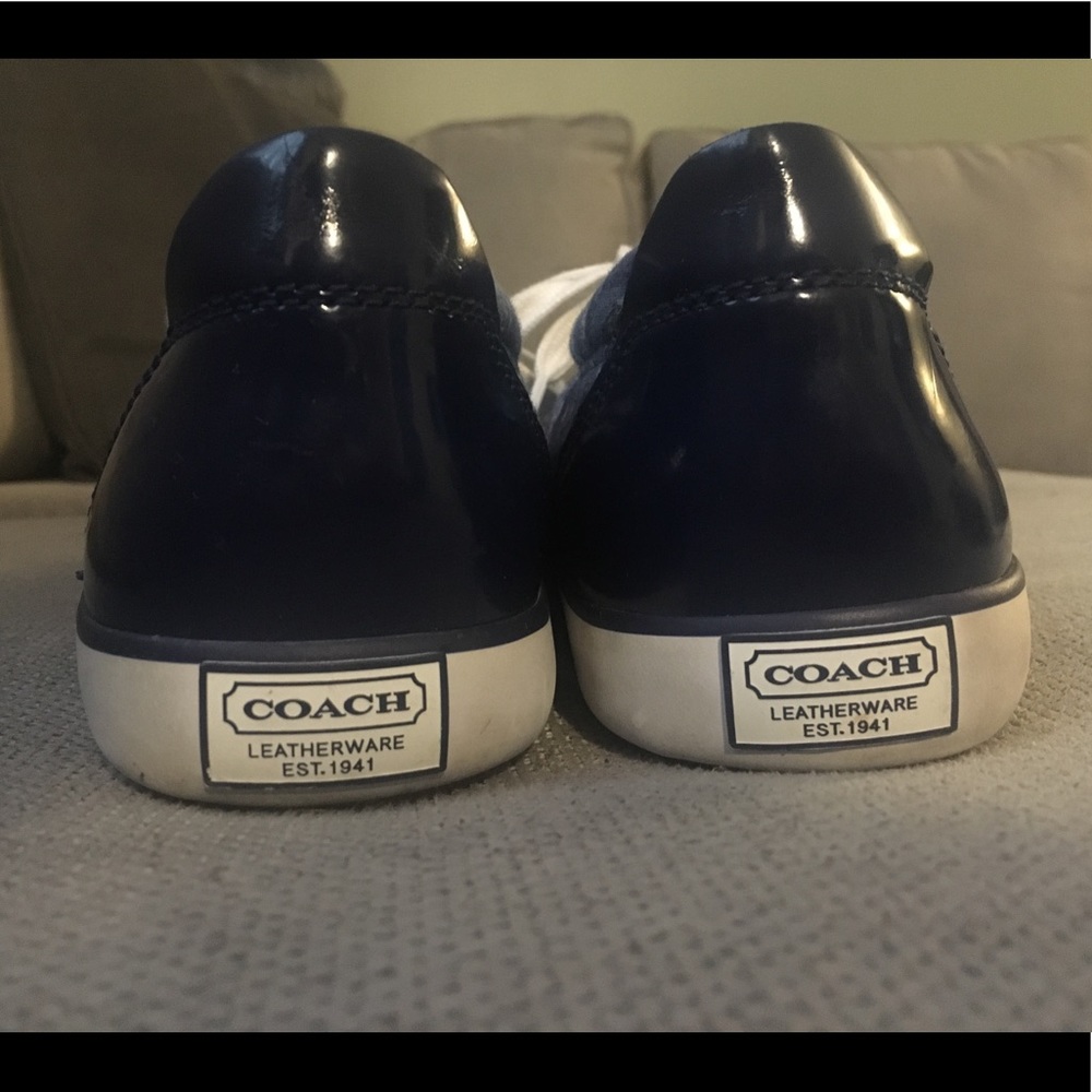COACH BLUE AND WHITE ANKLE SNEAKERS